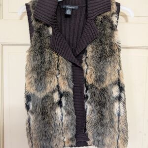 89th & Madison Faux Fur Vest - Brown and Black